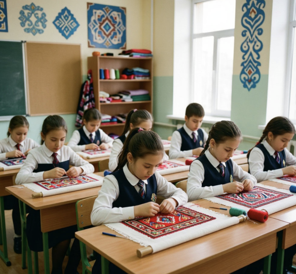 Урок технологии в казахстанской школе