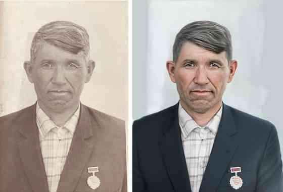 Реставрация фото, восстановление старых фотографий, колоризация Шымкент