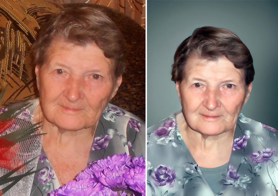 Старое и восстановленное фото мужчины в форме с наградами