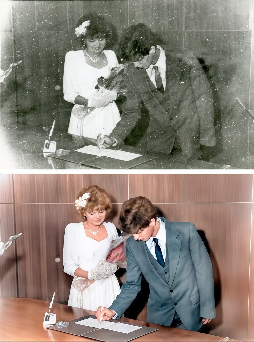 Фотография молодого человека до и после улучшения качества