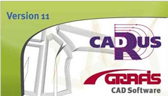 Логотип CADRUS версии 11 и логотип GRAITEC CAD Software на фоне графического изображения