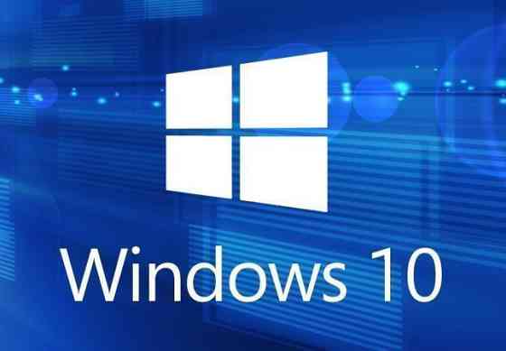 Логотип Windows 10 на синем фоне с графическими элементами