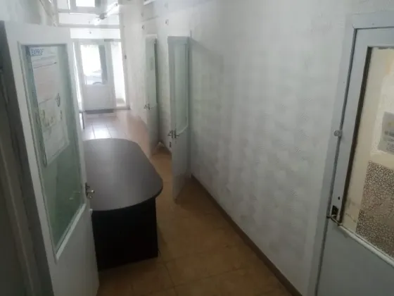 Входная группа с пандусом, рядом с кирпичной стеной дома