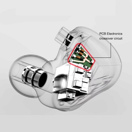 Электроника на PCB и схема кроссовера в наушниках TRN