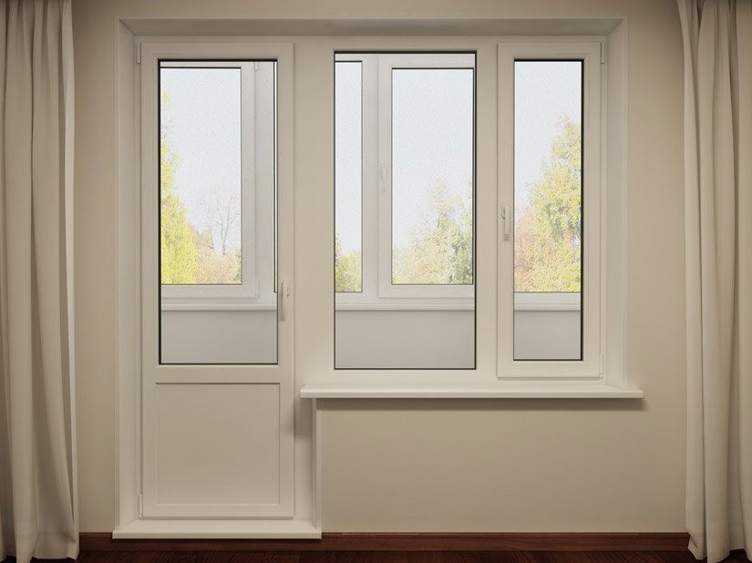 Окна с белыми рамами и видом на природу
