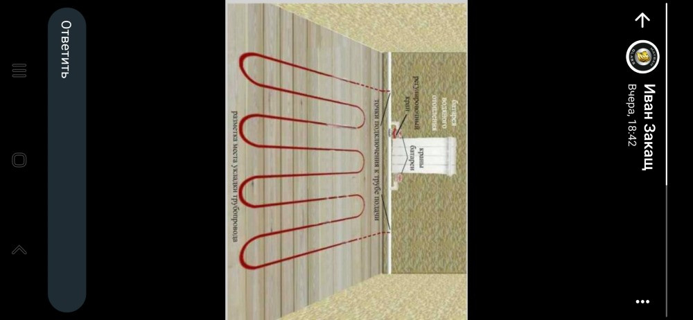 Схема отопительной системы с показанными контурами