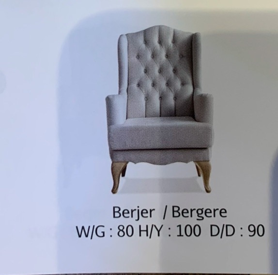 Берже креслосының өлшемдері мен сипаттамаларын көрсететін иллюстрация