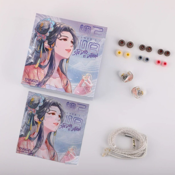 Комплектация наушников TANGZU с дополнительными насадками и иллюстрацией