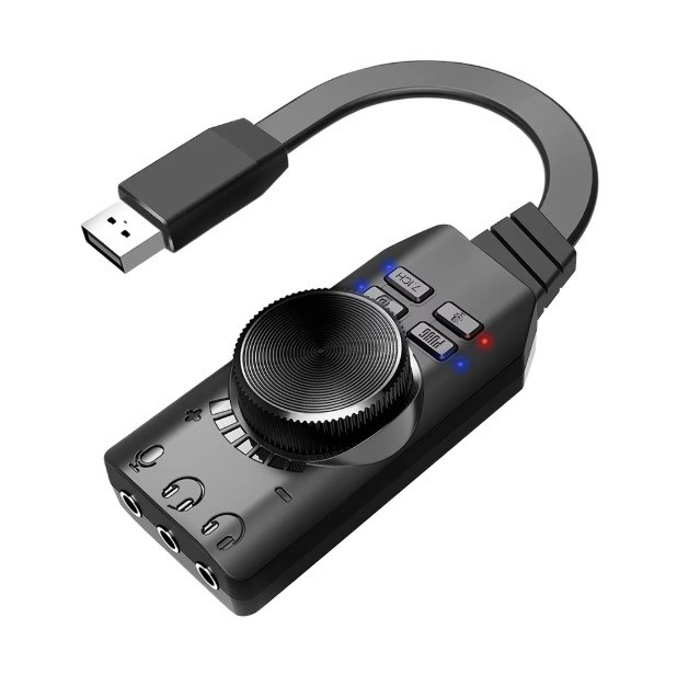 USB звуковая карта GS3 с микрофонным входом и кнопками управления