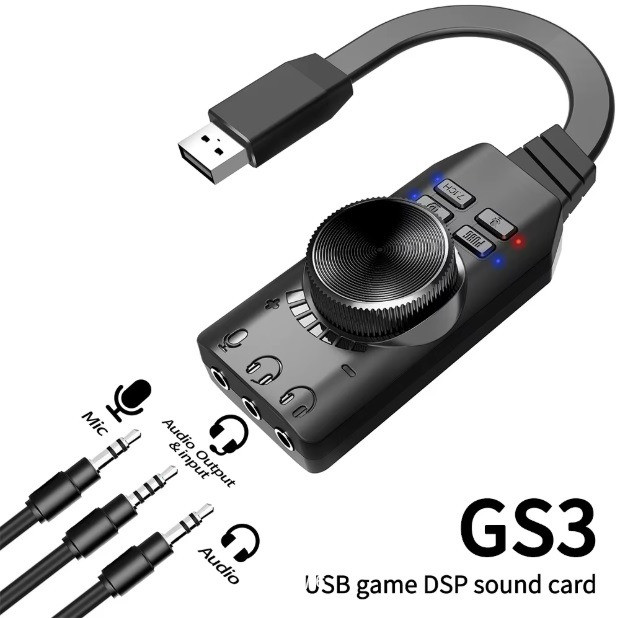 USB звуковая карта GS3 с регулировкой громкости и несколькими аудиовыходами
