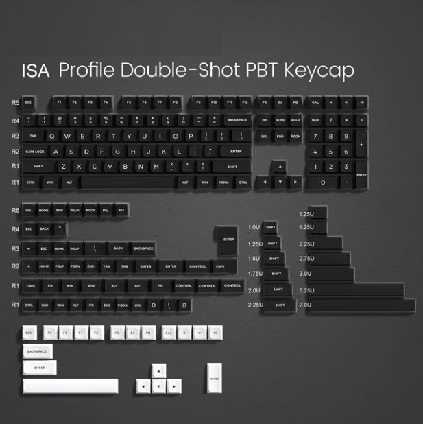 Черенящие клавиши ISA Profile Double-Shot PBT Keycap на тёмном фоне