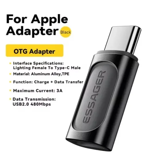 Адаптер OTG USB-A Female to Type-C Male, серый цвет. Спецификации: USB-A Female to Type-C Male, скорость передачи данных USB3.0/5Gbps, максимальный то