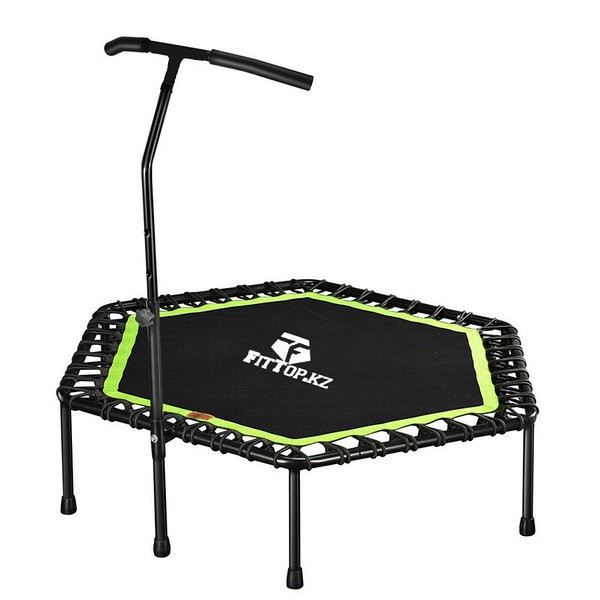 Мини-батут с ручкой для поддержки, черный и зеленый, легкий и компактный, подходит для занятий фитнесом в домашних условиях