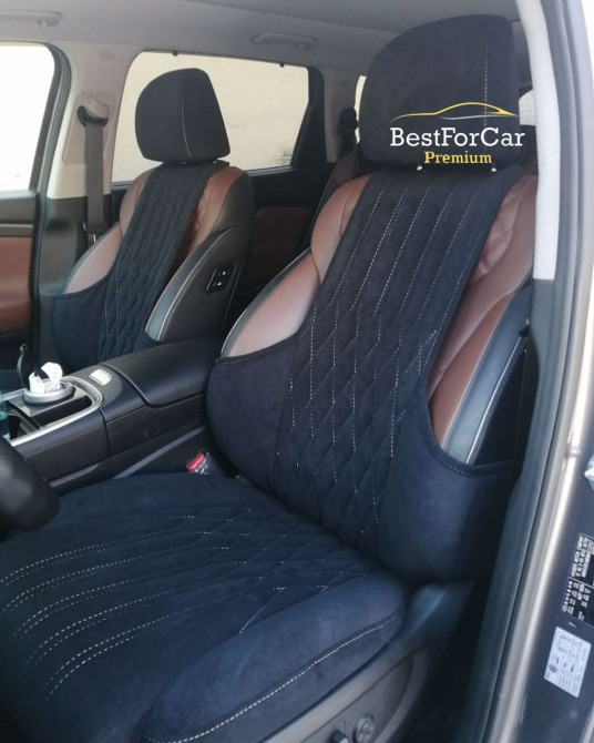 Қара және қоңыр түсті былғары автомобиль отырғыштары