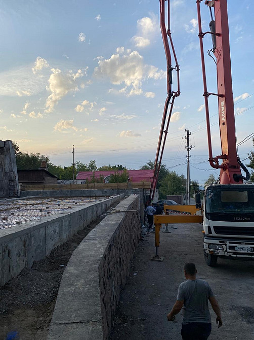 Бетон араластырғышпен және жұмыс процесімен құрылыс алаңы