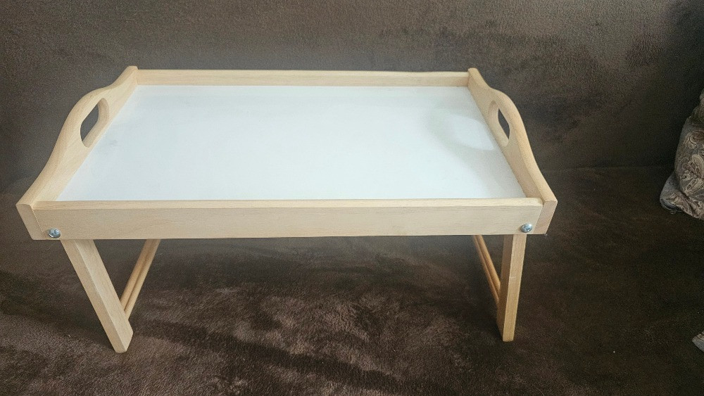 Қолдағышы бар поднос, ағаш, ақ бетімен