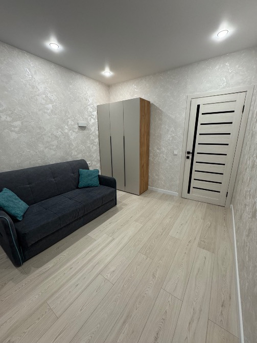 Диван және шкафпен минималистік интерьер