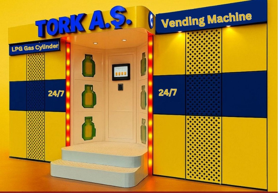 Торговый автомат для сжиженного газа от компании TORK A.Ş. с ярким дизайном, работающий круглосуточно
