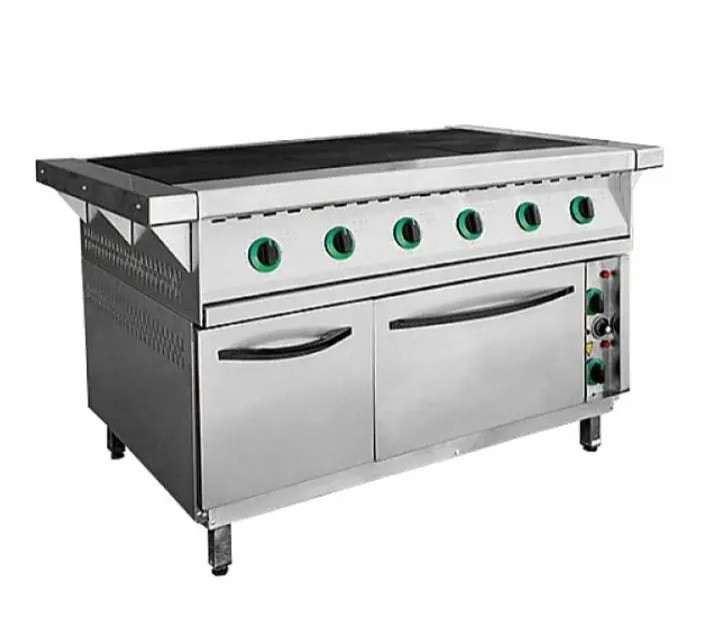 Гриль для коммерческого использования с несколькими конфорками и рабочей поверхностью из нержавеющей стали