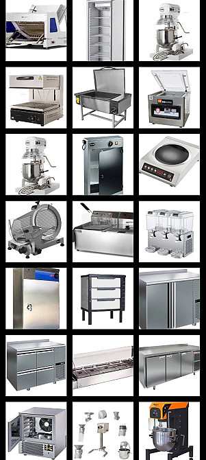 Общее оборудование для коммерческих кухонь, включая миксеры, фритюрницы и столы