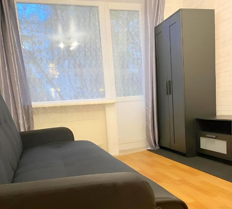 Гостиная с диваном и шкафом