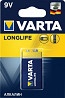 9V VARTA Longlife аккумуляторы, алкалинді, қаптамада