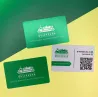 QuickEvak эвакуатор қызметтері картасы, жасыл және сары фондарда, байланыс ақпараттарымен және QR-кодпен.