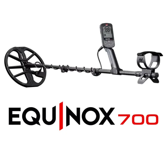 Металлоискатель Minelab Equinox 700, үлкен көрсетілетін дисплеймен және екі катушамен жабдықталған, іздеу үшін тамаша құрал.