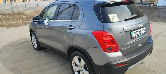 Задний вид Chevrolet Trax с номерным знаком и логотипом на двери