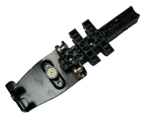 Көрінетін подшипниктер мен бекіткіштері бар роликті тележка, бағыттауыш жүйелер үшін қолданылады.