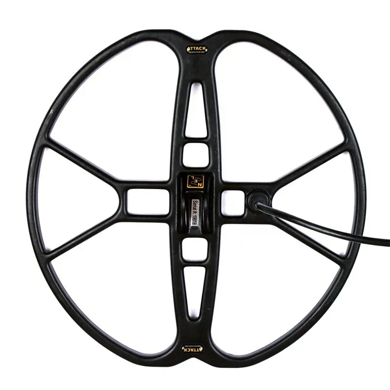 Детектор металлоискателя с круглой катушкой и черным корпусом, предназначенный для поиска металлов