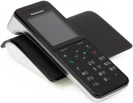 Безж проводной телефон Panasonic с экраном и базой