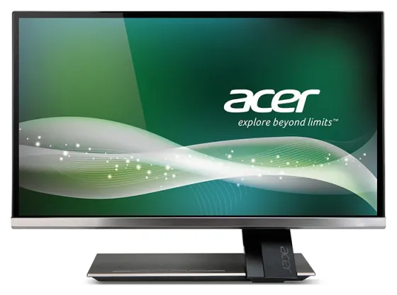 Монитор Acer с логотипом на зеленом фоне