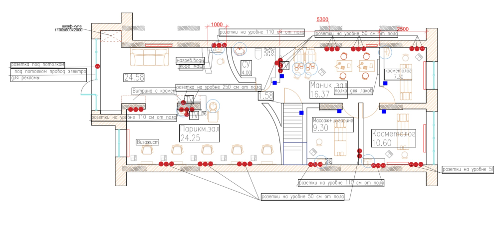 Планы помещений косметологического салона с различными зонами