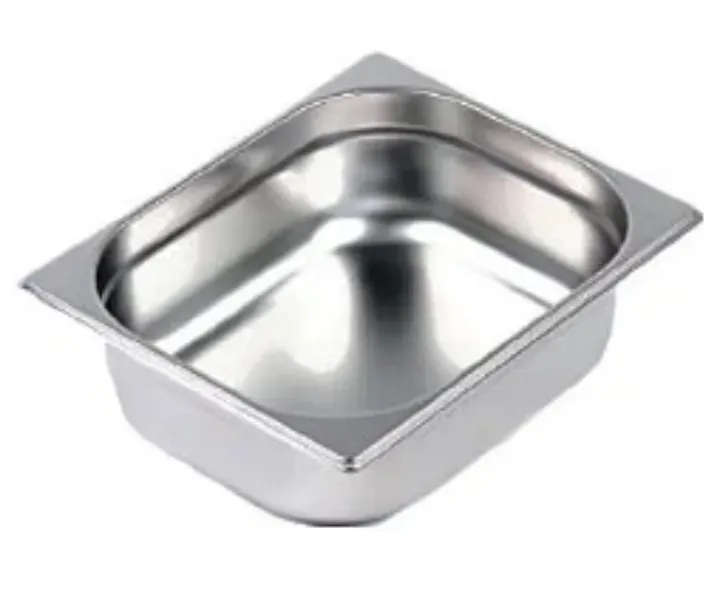 Нержавеющий прямоугольный контейнер для пищи с гладкими стенками и квадратными краями