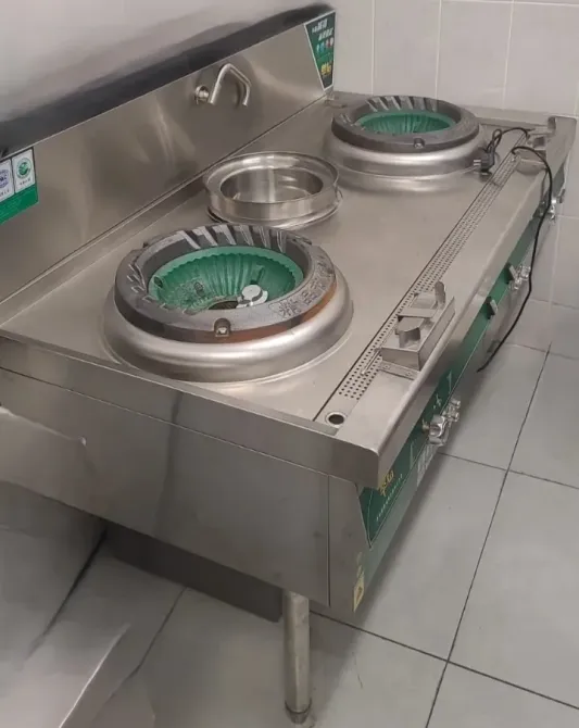 Двухконфорочная газовая плита из нержавеющей стали для коммерческого использования в ресторане