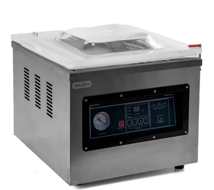 Вакуумный упаковщик с цифровым дисплеем и прозрачной крышкой, выполненный из нержавеющей стали