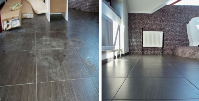 Разница между грязным и чистым полом в комнате