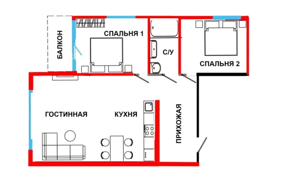 Планировка квартиры с указанием комнат
