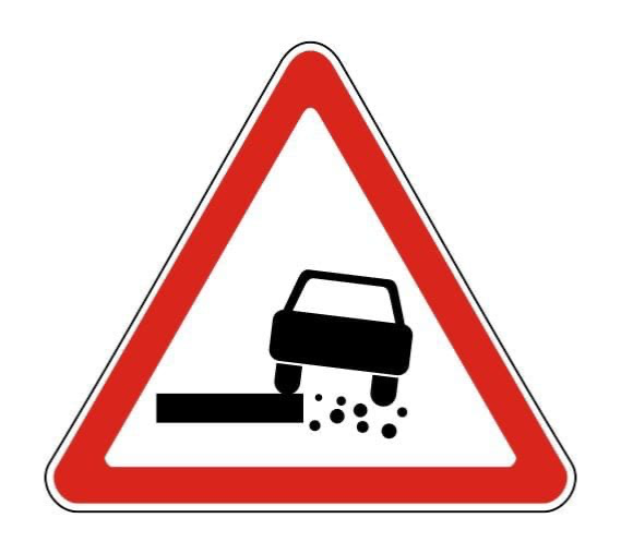 Көпірден көлік құлауы мүмкін екендігі туралы ескерту белгісі