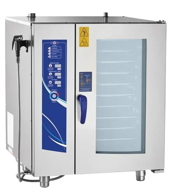 Профессиональная конвекционная печь с прозрачной дверцей и управлением на панели