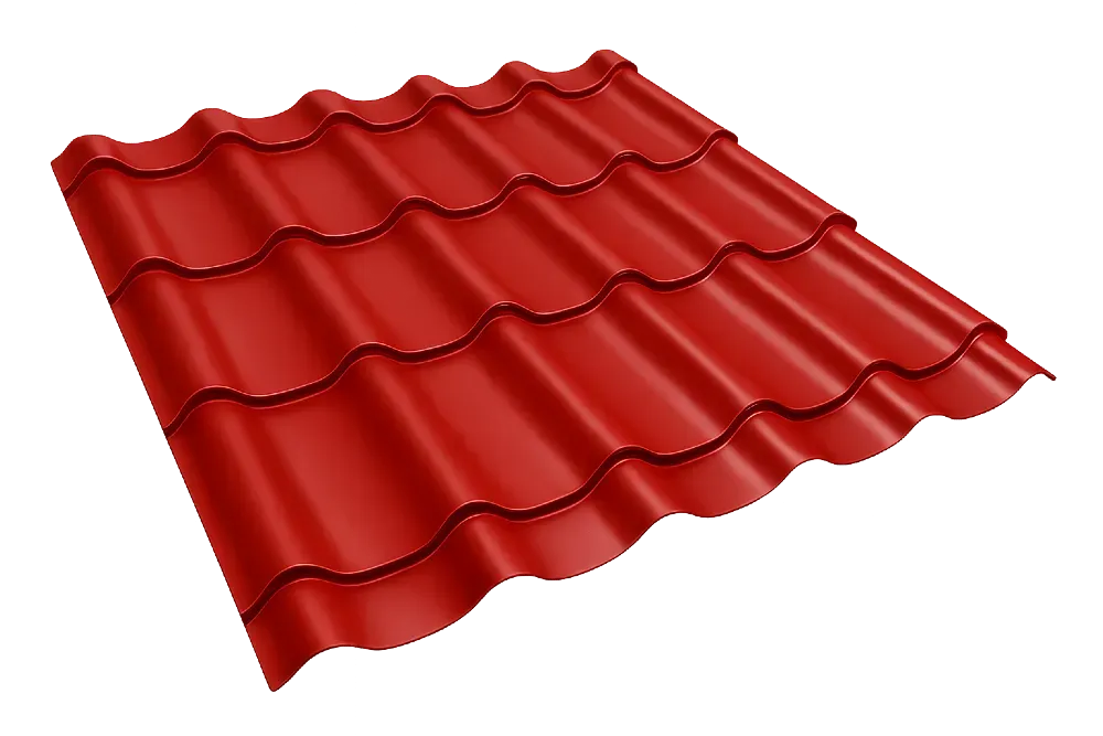 Красная волнистая кровельная плитка с глянцевой поверхностью