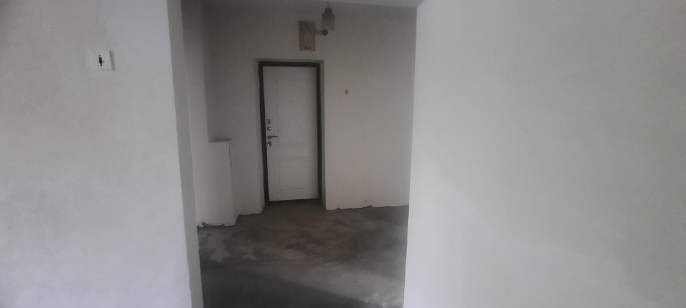 Входная дверь квартиры в коридоре с бледными стенами