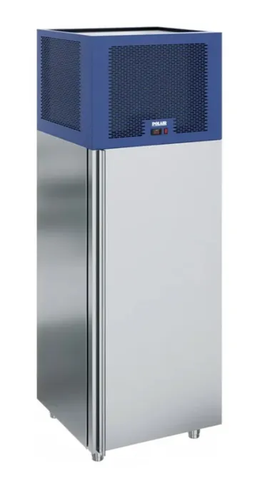 Холодильный шкаф с вертикальным дизайном и металлическим корпусом, используемый для хранения продуктов и ингредиентов