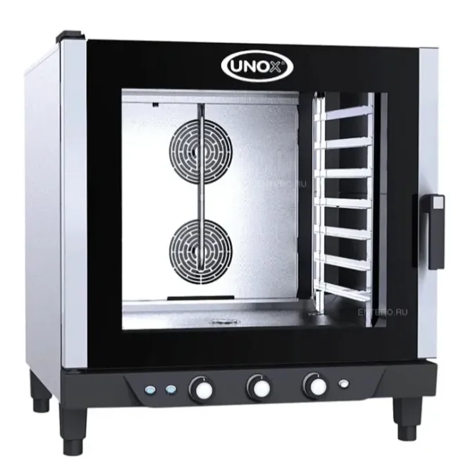 Промышленная печь UNOX с прозрачной дверцей и вентиляторами для равномерного прогрева