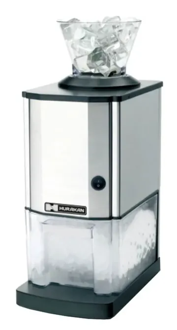 Ледогенератор с металлическим корпусом и прозрачным резервуаром для льда, с верхней частью для загрузки кубиков льда