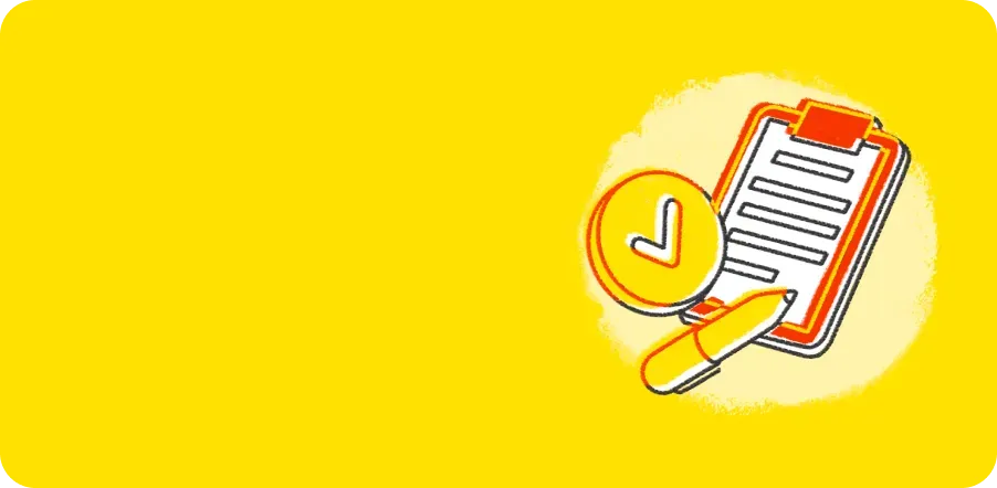 Иконка списка с часами на желтом фоне