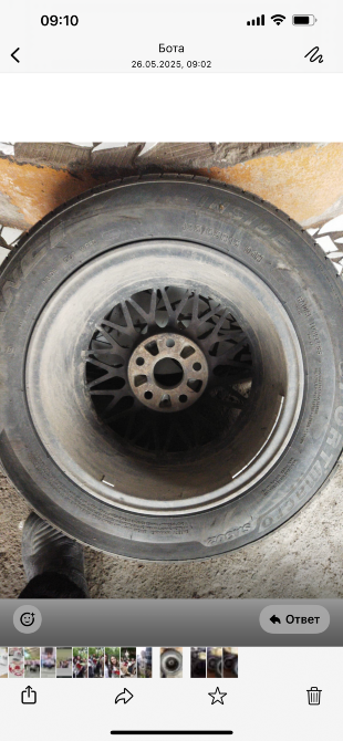 Автокөлік бейнесі: бір дөңгелек дискісі орнатылған шинамен