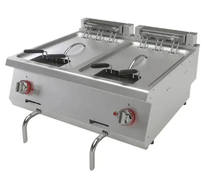 Двойная кухонная фритюрница из нержавеющей стали с двумя корзинами и независимыми терморегуляторами