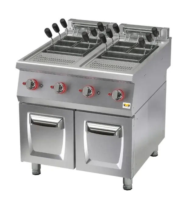 Фритюрница с двумя корзинами и регулируемыми ручками, выполненная из нержавеющей стали, предназначенная для коммерческого использования в ресторанах и кафе